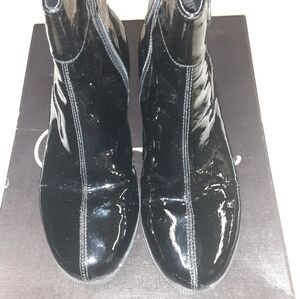 COLE HAAN LEATHER PATENT ANKLE BOOTS